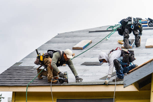 Professional Gutter Installation technician working in White Sulphur Springs, NY